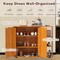 Wooden Shoe Cabinet Entryway Storage Organizer with Adjustable Shelves Double Door Shoe Rack